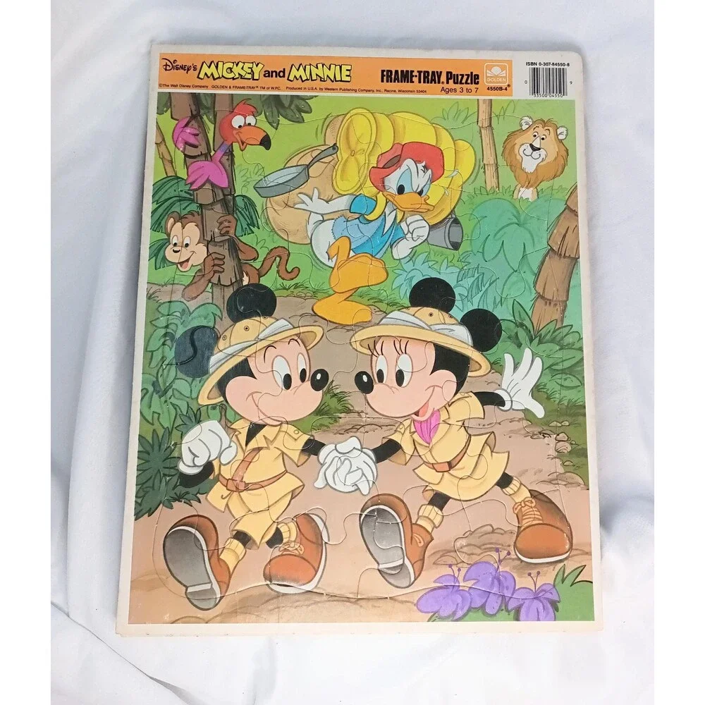 Lot of 2 Vintage Disney Frame-Tray Puzzles - Mickey, Minnie, Donald